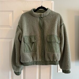 Cozy Olive Bomber Jacket